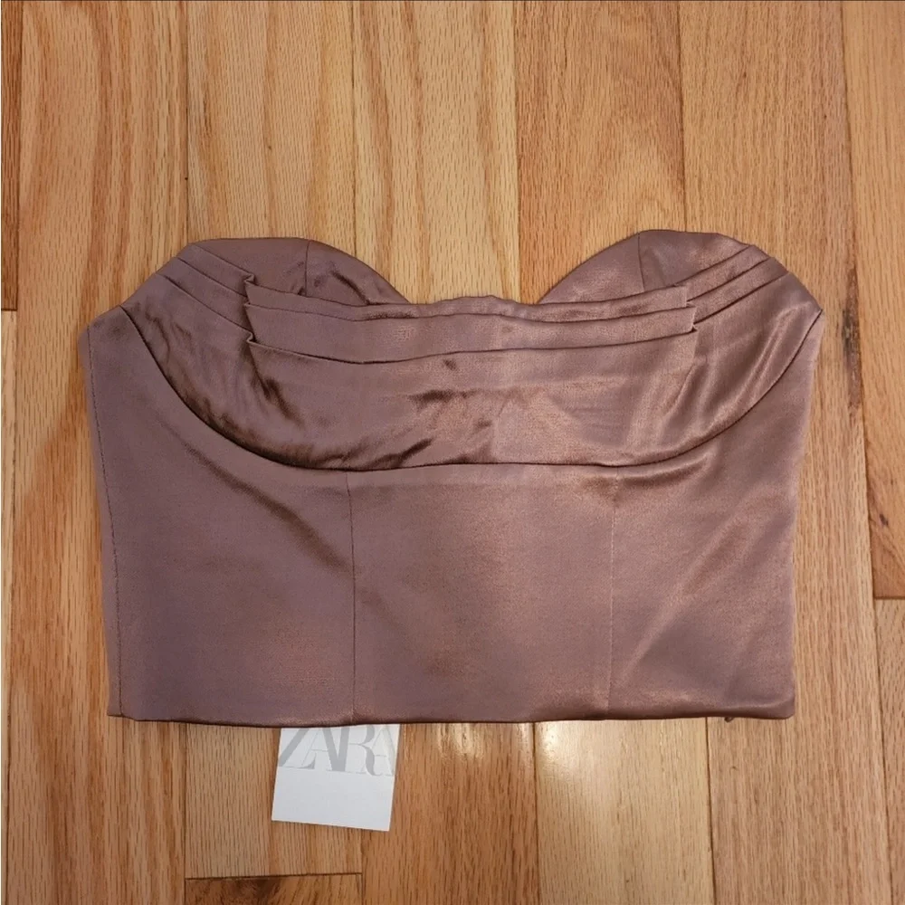 Zara Satin Mauve Crop Top